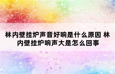 林内壁挂炉声音好响是什么原因 林内壁挂炉响声大是怎么回事